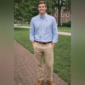 Like New Vineyard Vines Light Marlin Embroidered Cotton Slim Fit Murray